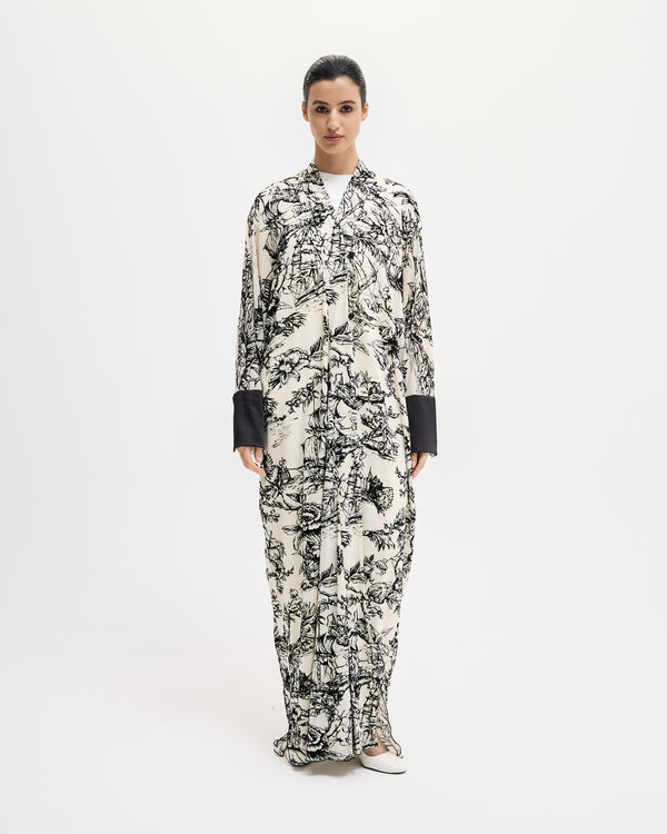WHITE PRINTED VELVET